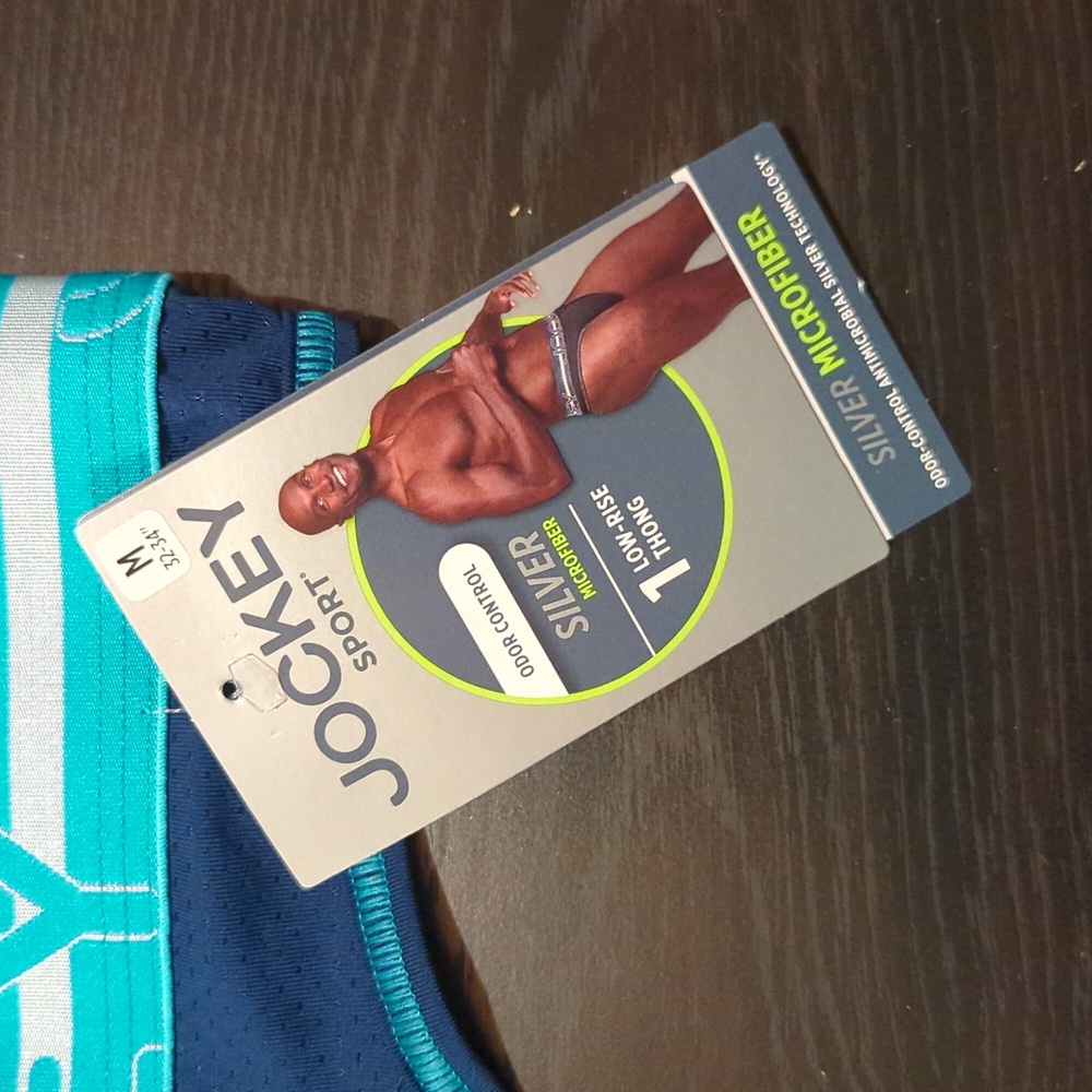Jockey Blue-Light Blue Trim Thong - Picture 3 of 3